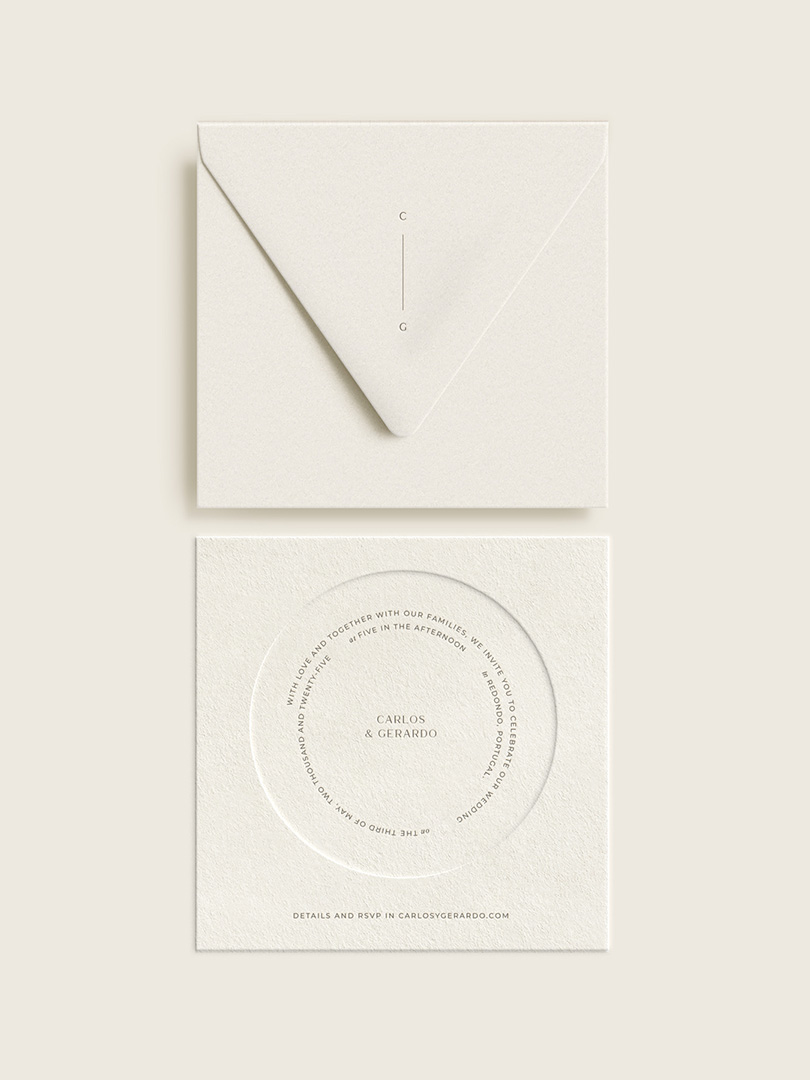 Digital wedding invitation with minimal monogram designed by Floragraphia Studio for a luxury couple.